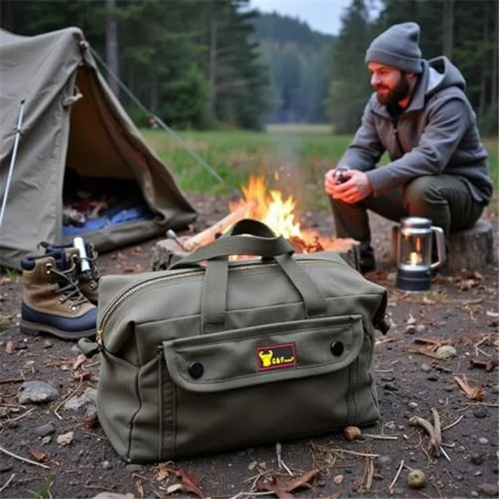 Canvas All Purpose Military Style Duffle Bag, Water-Resistant, Adjustable